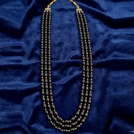 Handcrafted Smoky Glass Bead Layered Necklace